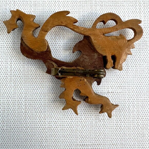 Vintage Wooden Dragon Pin - Picture 7 of 7